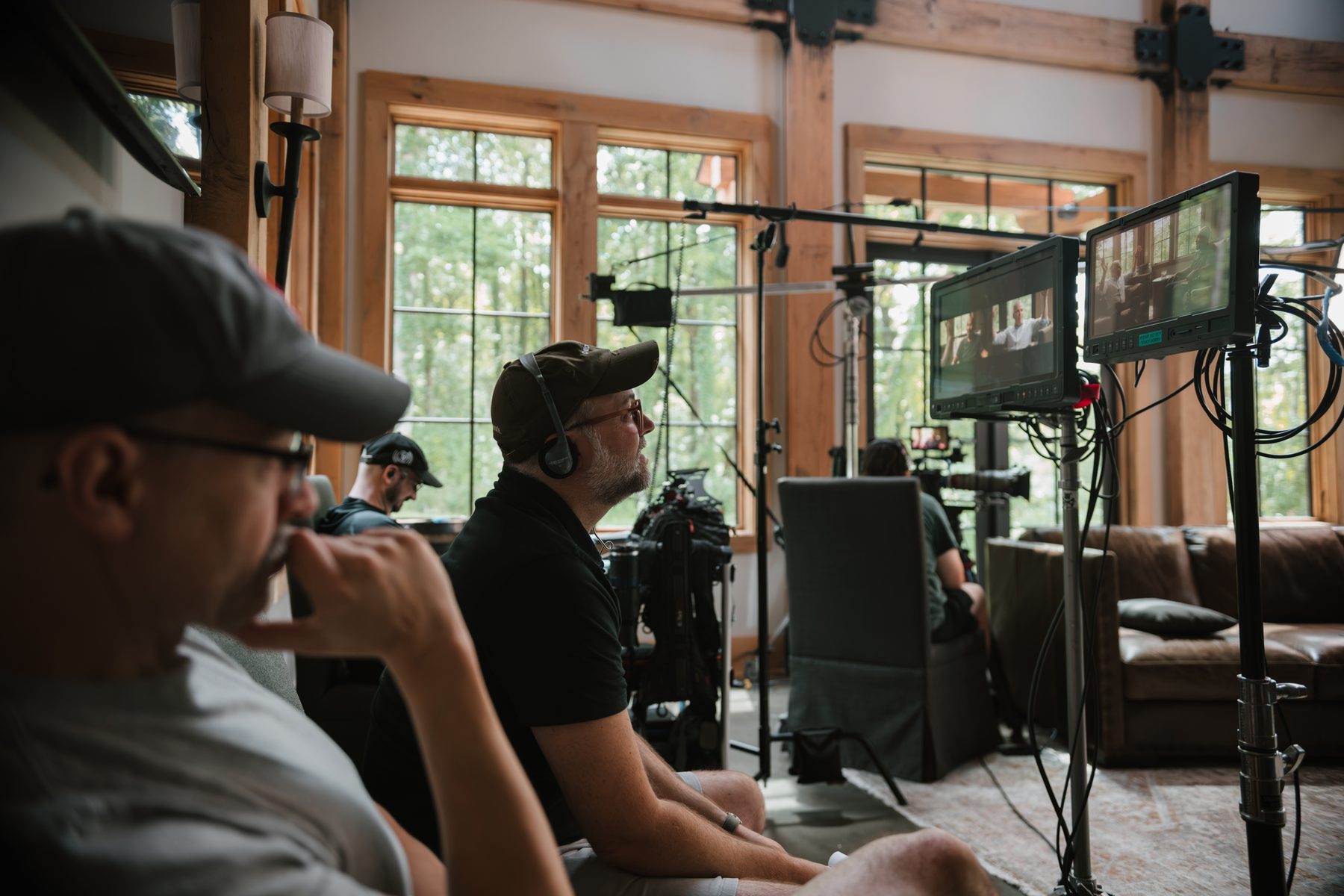 The Deidox crew reviewing footage on set
